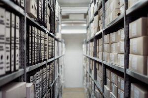 Goods on industrial racks